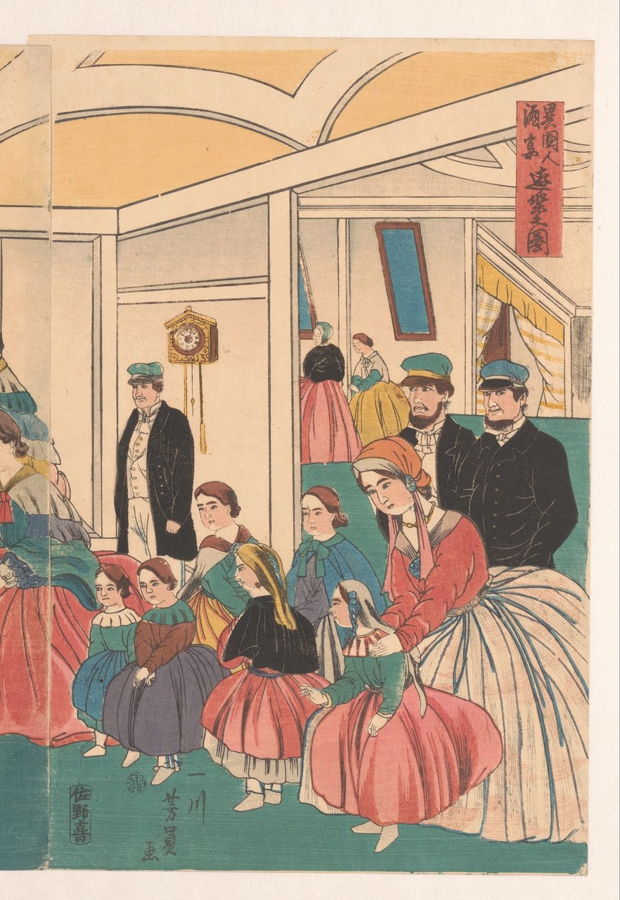 Buitenlanders vermaken zich tijdens een banket door Utagawa Yoshikazu