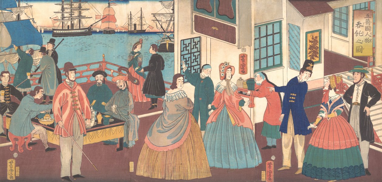 Mensen van de Vijf Naties, 1861 door Utagawa Yoshitora