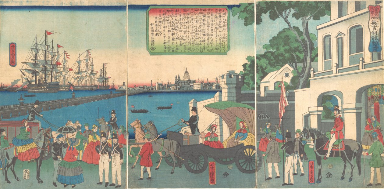 De Haven van Londen, Engeland, 2e maand, 1862 door Utagawa Yoshitora
