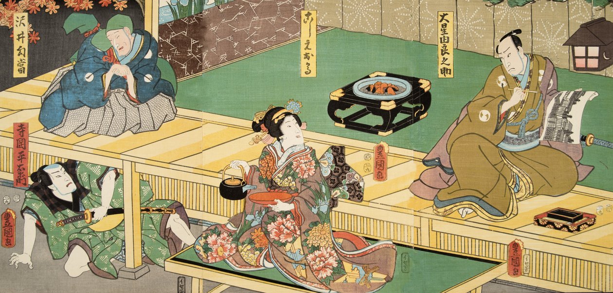 Scène uit Genji monogatari (Verhaal van Genji) door Murasaki Shibuku (geb. 978) ca. 1860 door Utagawa and Toyokuni Kuniyoshi