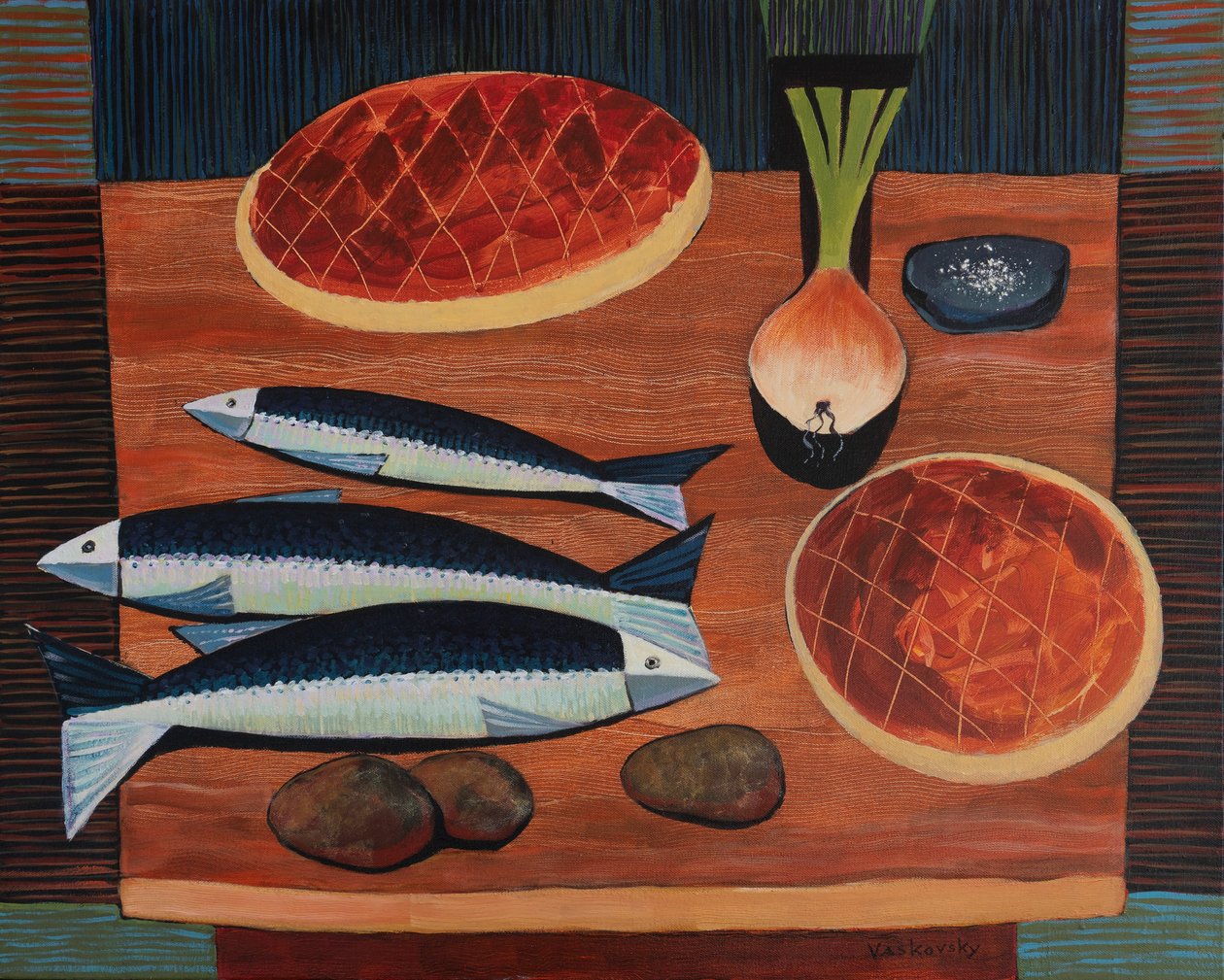 Stilleven met brood en vis, 2020 door Vadym Vaskovsky