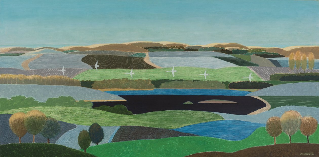 Zwanen Vliegen Over Duinen, 2023 door Vadym Vaskovsky