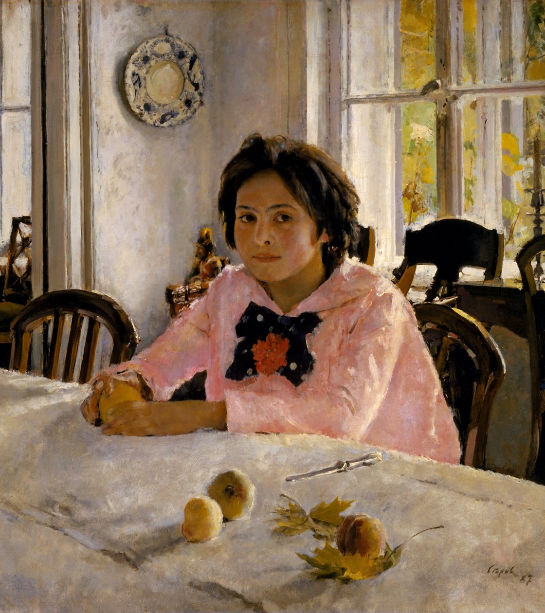 Meisje met perziken door Valentin Aleksandrovich Serov