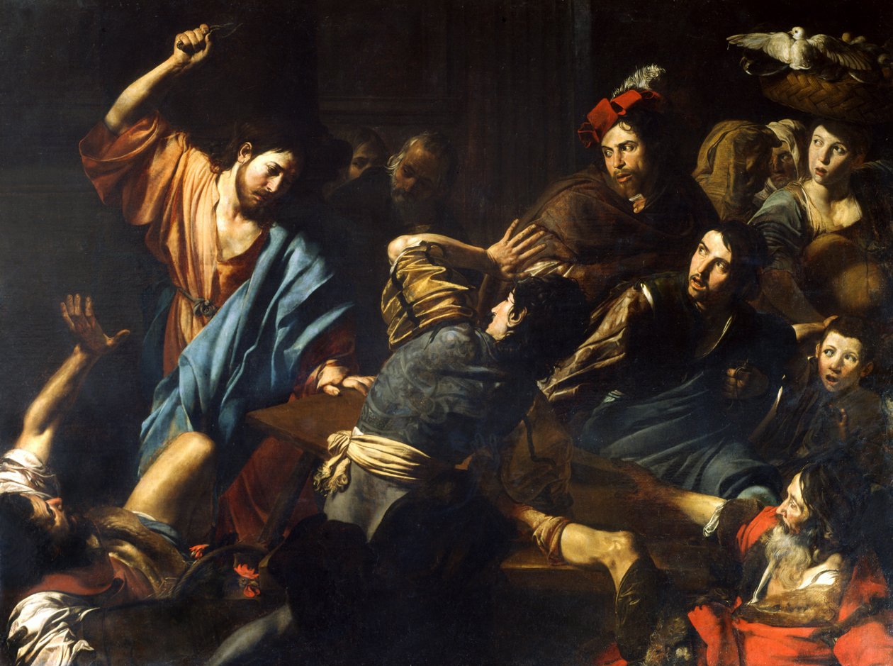 Christus verdrijft de geldwisselaars uit de tempel door Valentin de Boulogne