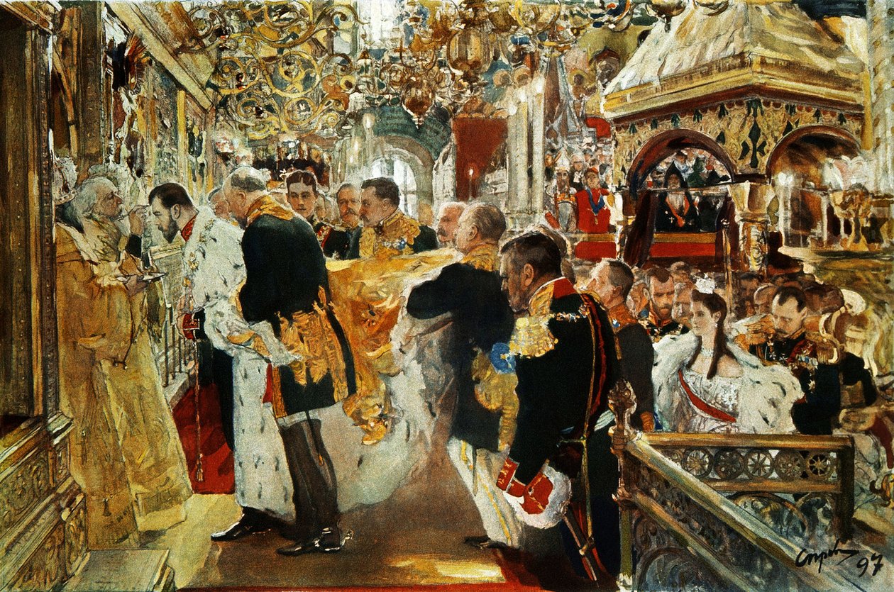 Kroning van Keizer (Tsaar) Nicolaas II van Rusland in 1894 door Valentin Serov door Valentin Aleksandrovich Serov