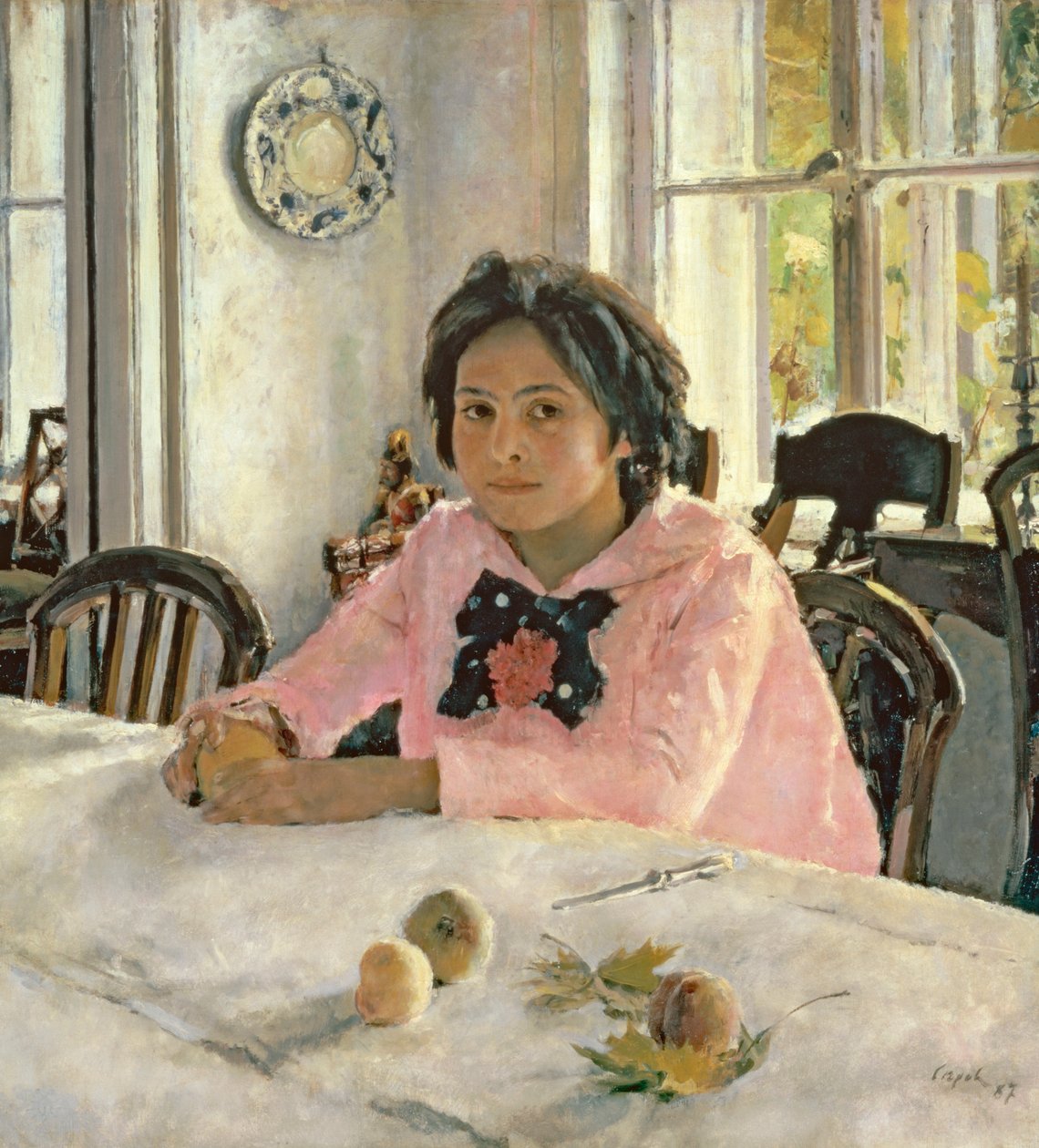 Meisje met perziken door Valentin Aleksandrovich Serov