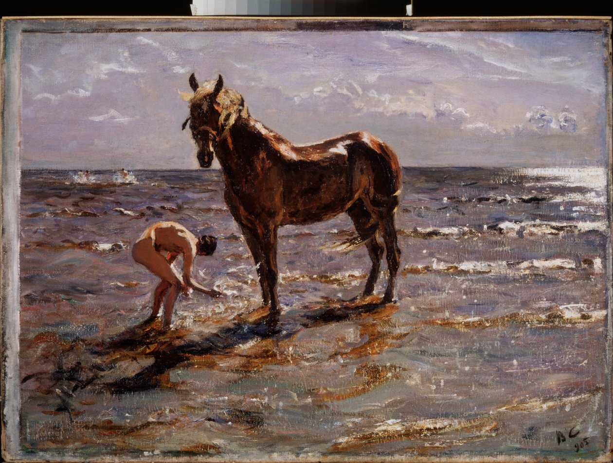 Het bad van het paard door Valentin Aleksandrovich Serov
