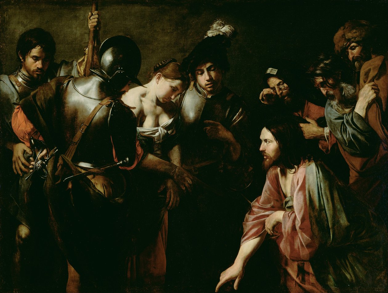 Christus en de Overspelige Vrouw door Valentin de Boulogne