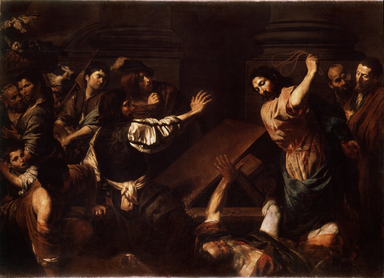 Christus verdrijft de geldwisselaars uit de tempel door Valentin de Boulogne