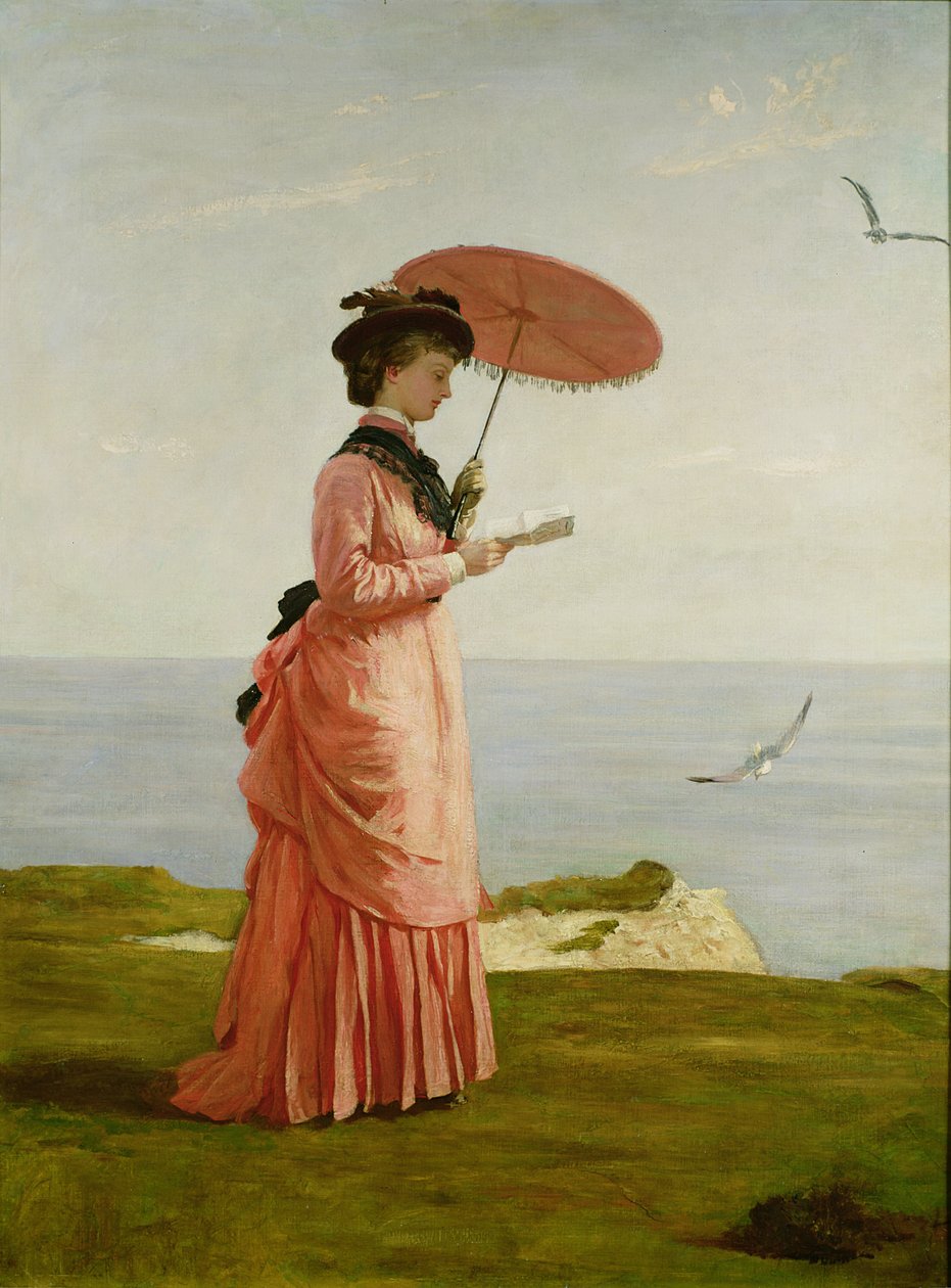 Lady Tennyson op Afton Downs, Freshwater Bay, Isle of Wight door Valentine Cameron Prinsep