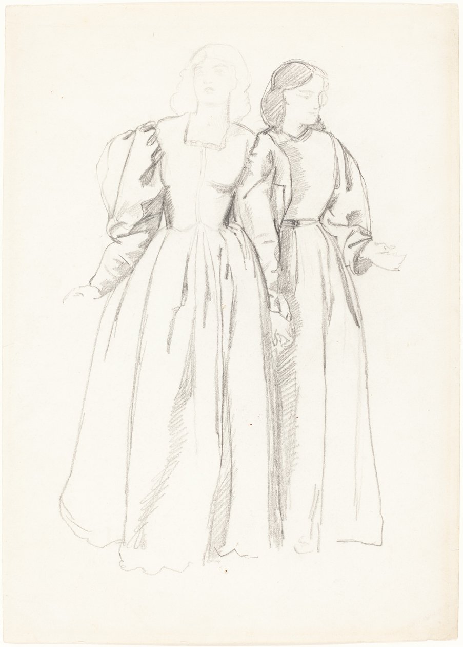 Studie van twee jonge vrouwen [recto] door Valentine Cameron Prinsep