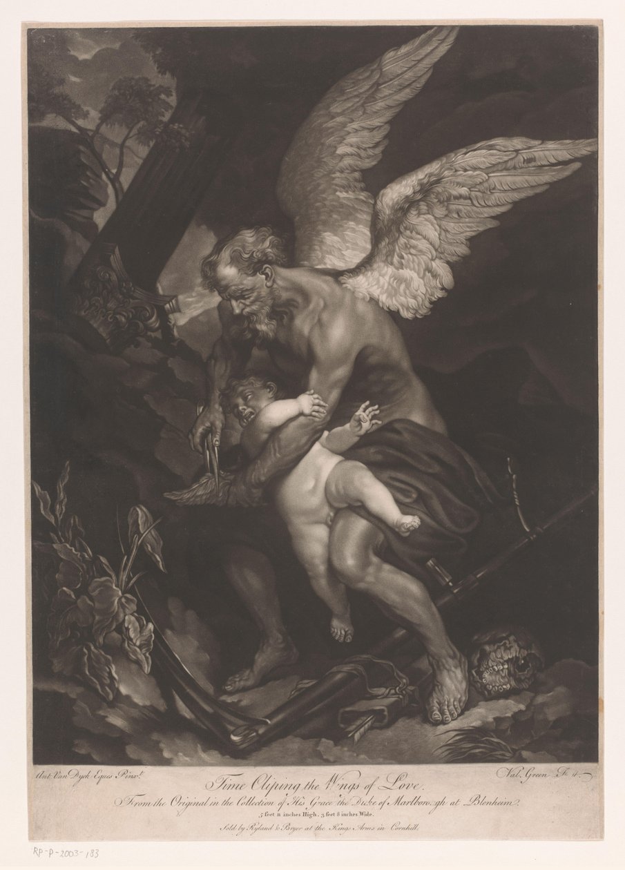Vadertje Tijd knipt de vleugels van Cupido door Valentine Green