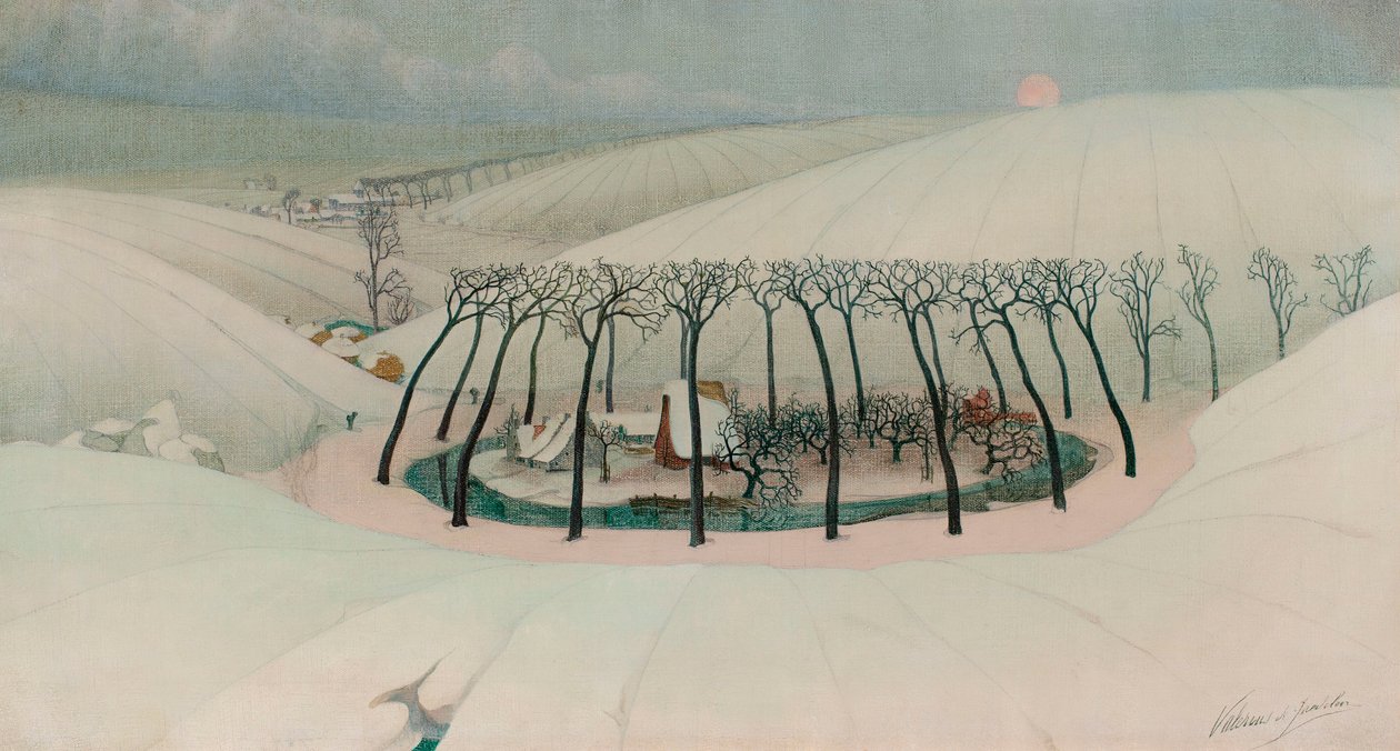 Een boerderij in een vallei, c.1916 (olieverf op doek) door Valerius de Saedeleer