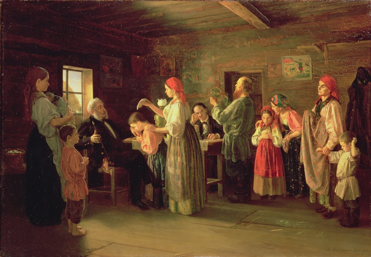 Inspectie van een Kindertehuis, 1866 door Vasili Efimovich Kallistov