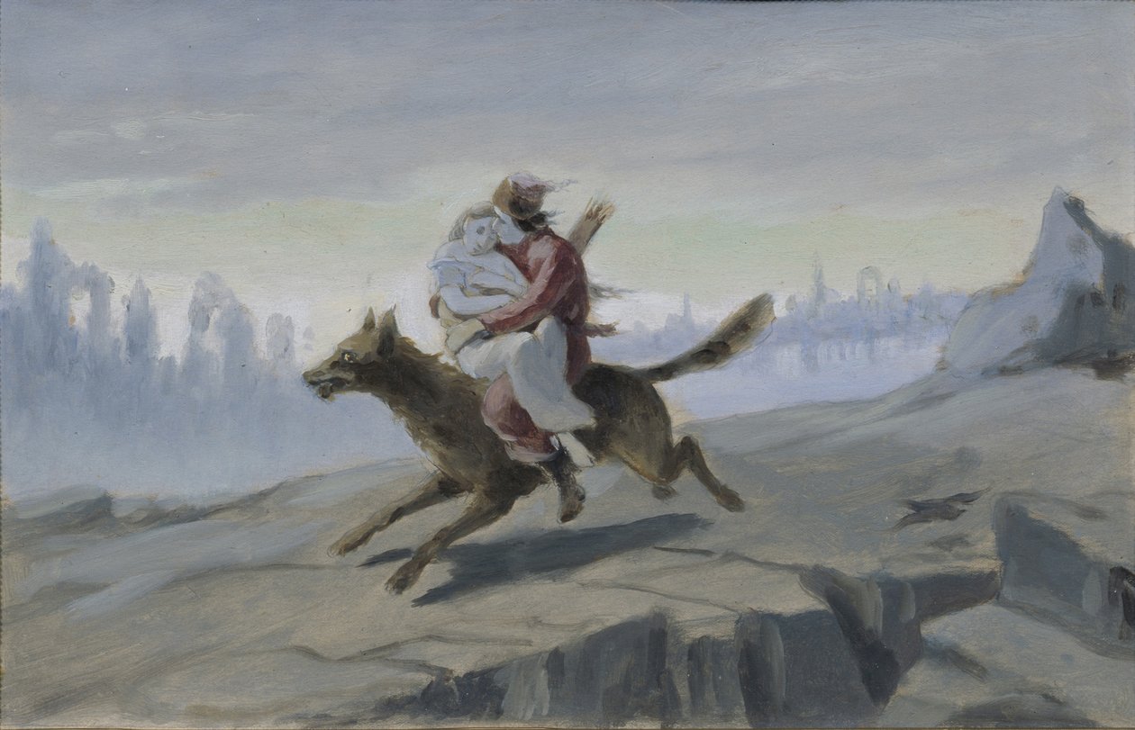 Ivan Tsarevich rijdt op de grijze wolf door Vasili Grigorevich Perov