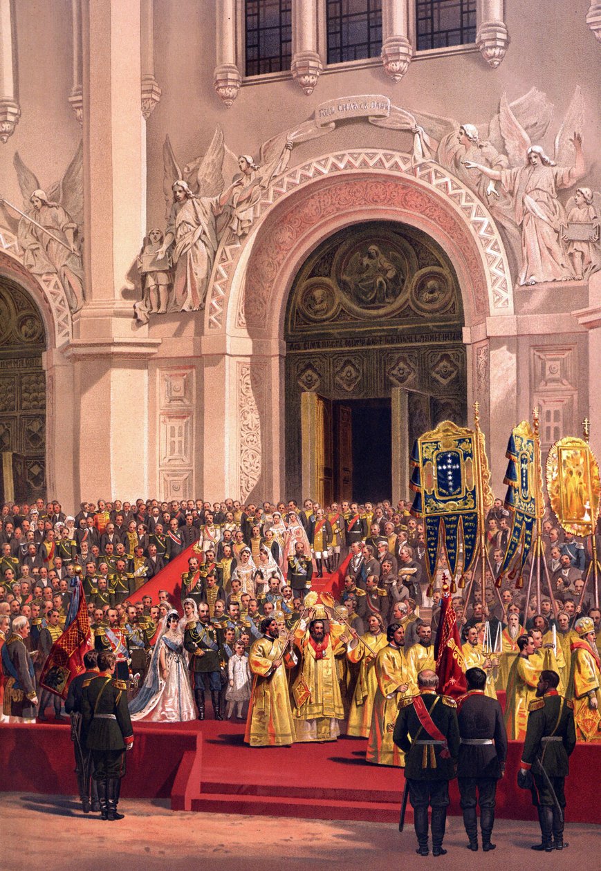 Het keizerlijk paar verlaat de Christus de Verlosser kathedraal door Vasili Petrovich Vereshchagin