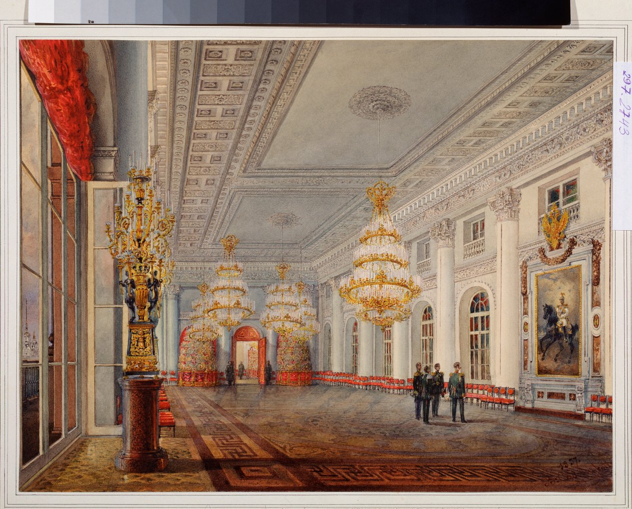 De grote hal van het Winterpaleis in Sint-Petersburg door Vasili Semenovich Sadovnikov