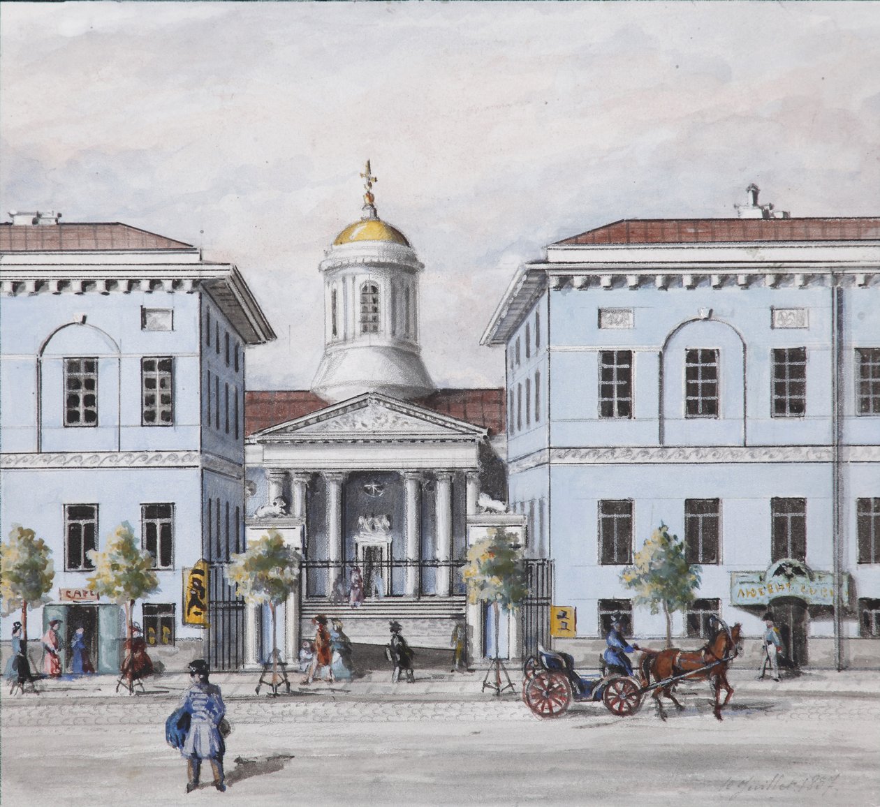 De Nevsky Prospekt in Sint-Petersburg door Vasili Semenovich Sadovnikov