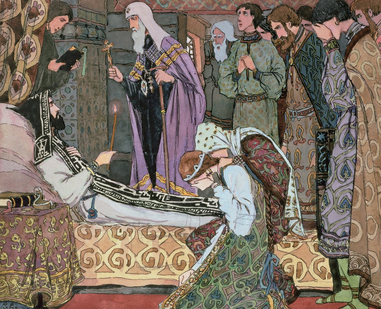 Sterfbed van de grootvorst Dmitry van Don (1350-89), ca. 1910 door Vasili Vasil