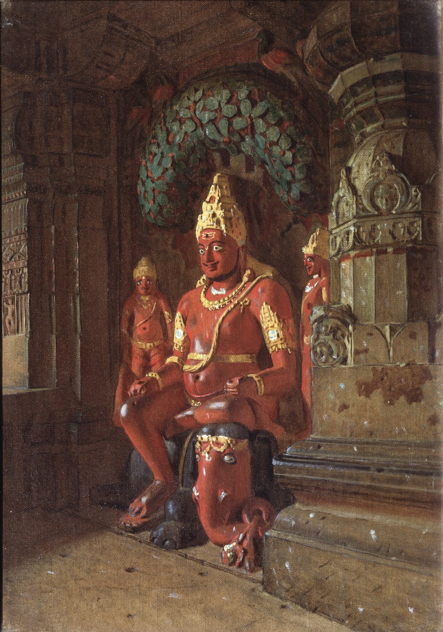 Een Vishnu-beeld in de Indra-tempel, 1874 door Vasili Vasilievich Vereshchagin