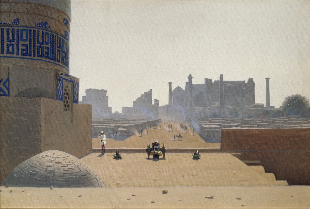 Hoofdstraat in Samarkand vroeg in de ochtend, 1869-1870 door Vasili Vasilievich Vereshchagin