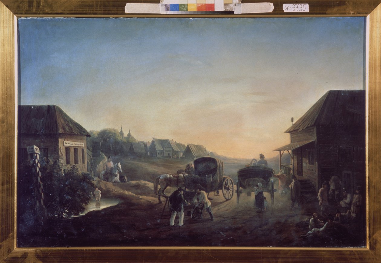 Postkoetsstation door Vasili Vasilyevich Samoylov