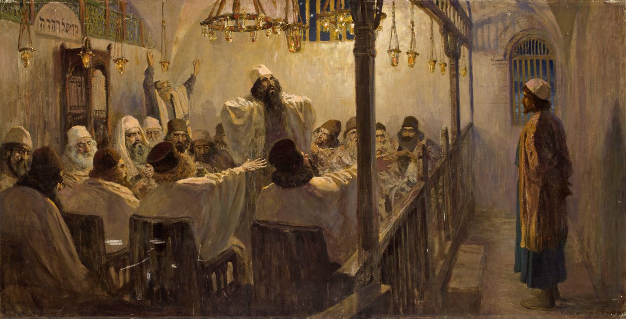 Hij is schuldig aan de dood!, 1906 door Vasilij Dmitrievich Polenov