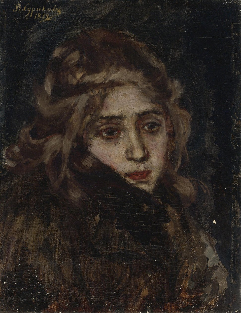 Prinses Maria Alexandrovna Menshikova. Studie voor Menshikov in Berezov door Vasilij Ivanovic Surikov