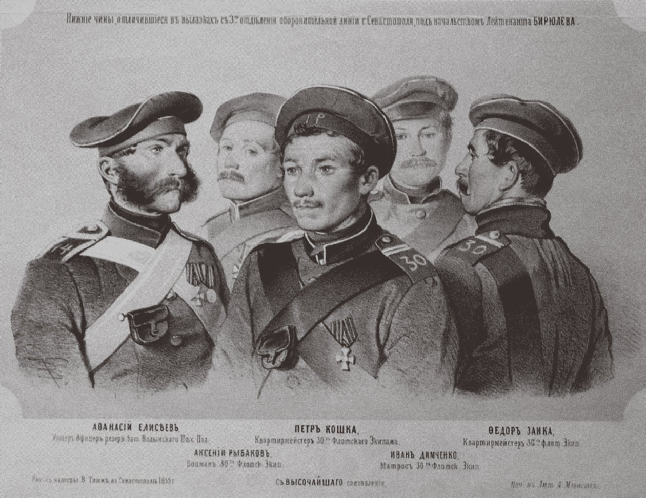 De soldaten die zich onderscheidden in de verdediging van Sebastopol door Georg Wilhelm Timm