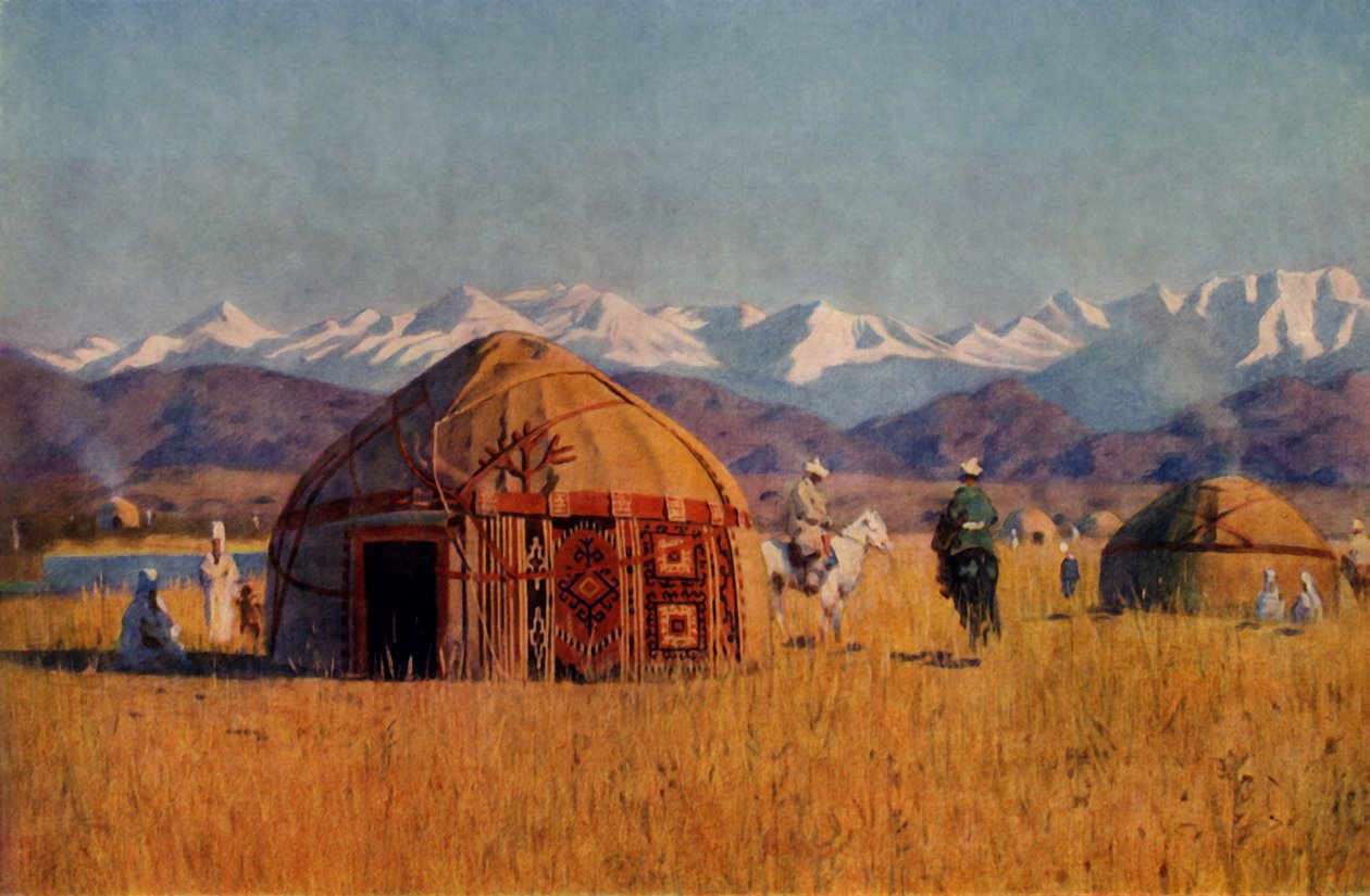 Kirghiz yourta bij de rivier Chu, 1869-1870, 1965 door Vasily Vereshchagin