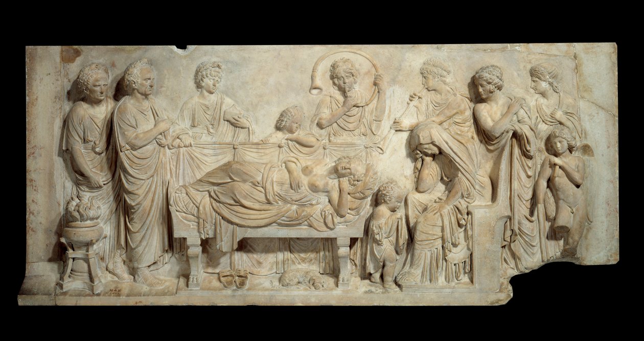 Funerair bas-reliëf marmeren ceremonie in Venetië aan het begin van de 16e eeuw Parijs, Louvre Museum door Venetian School