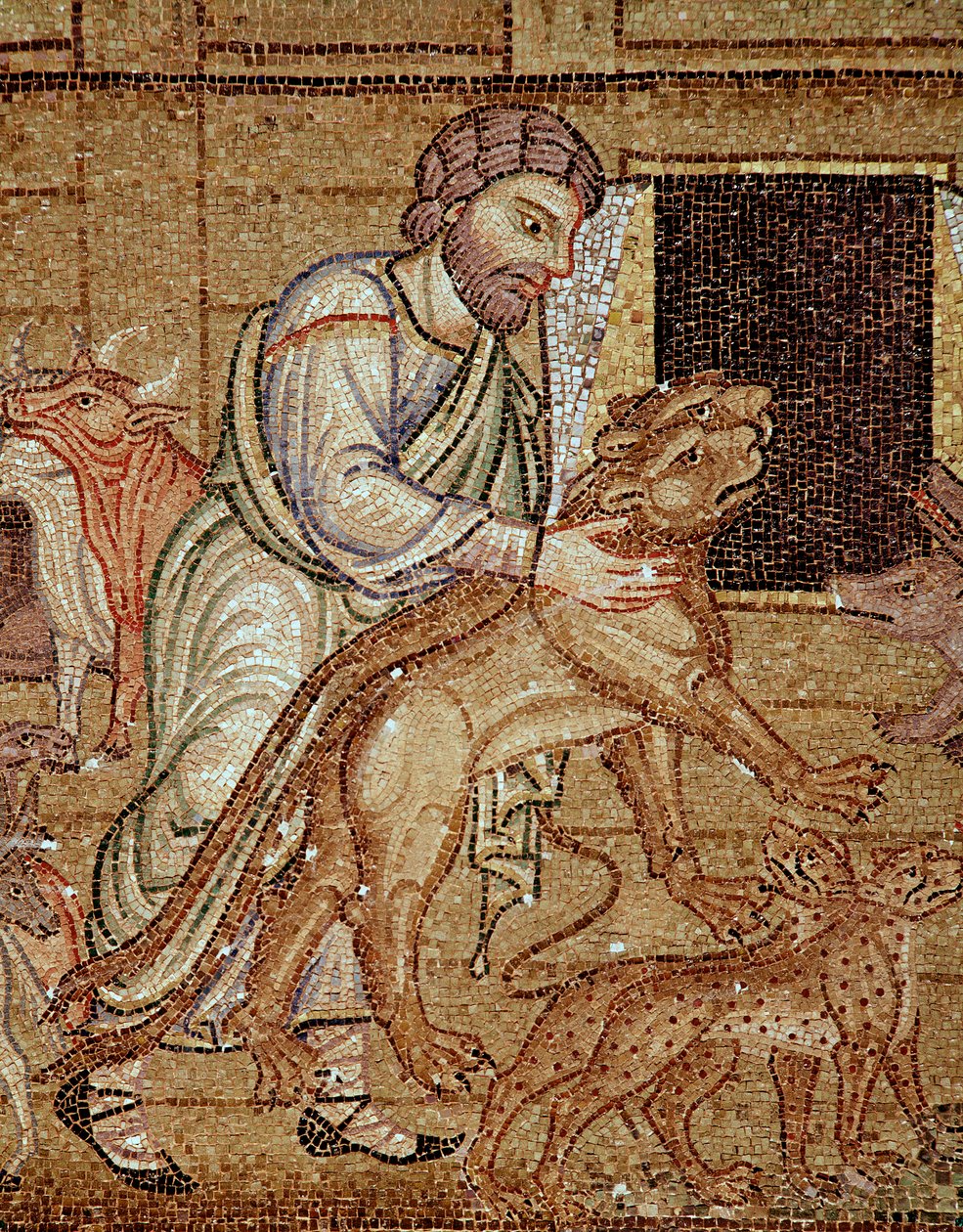 Het leven van Noach, de ark (mozaïek detail) door Veneto Byzantine School