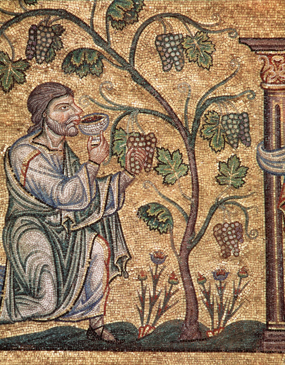 Leven van Noach, de dronkenschap (mozaïek detail) door Veneto Byzantine School