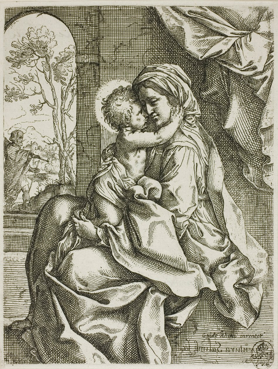 Madonna en kind met Sint Jozef door Ventura Salimbeni