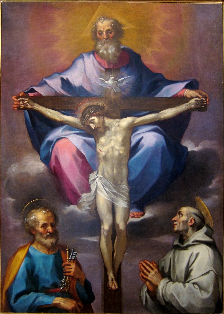 De Drie-eenheid met de heiligen Petrus en Bernhard door Ventura Salimbeni