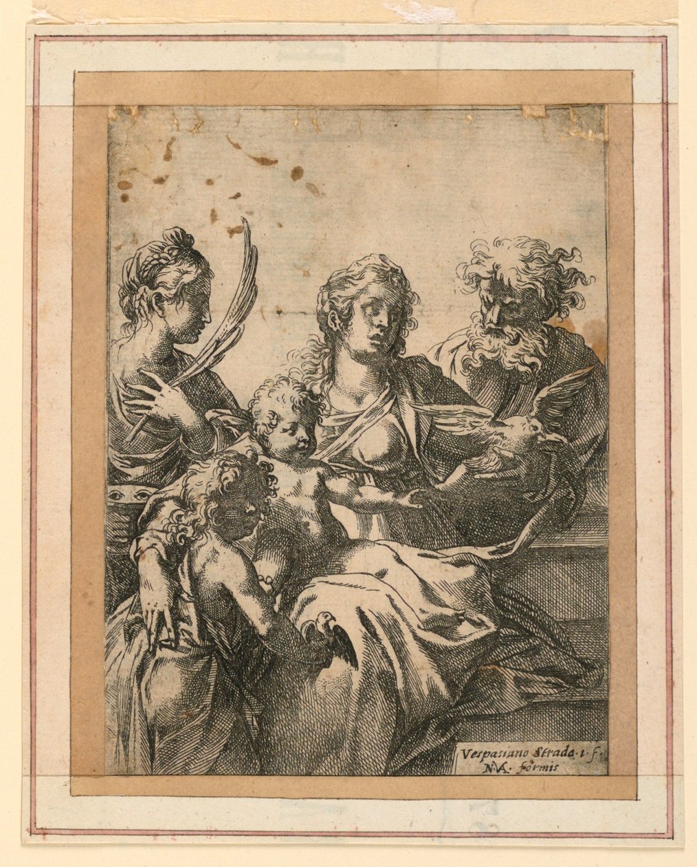 De Maagd en het Kind met Heiligen Elizabeth, Jozef en Jonge Johannes de Doper door Vespasiano Strada