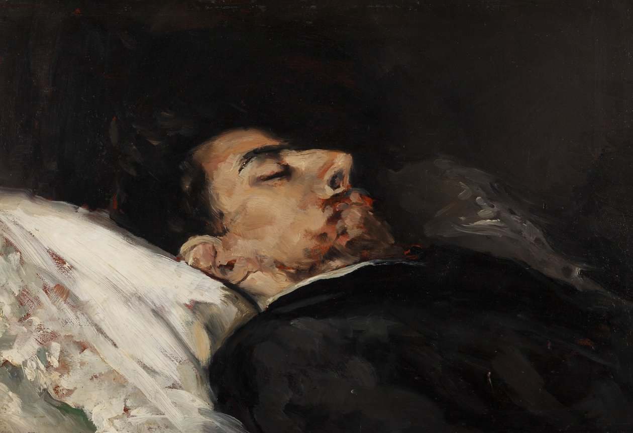 Gustavo Adolfo Bécquer op zijn sterfbed door Vicente Palmaroli y Gónzalez