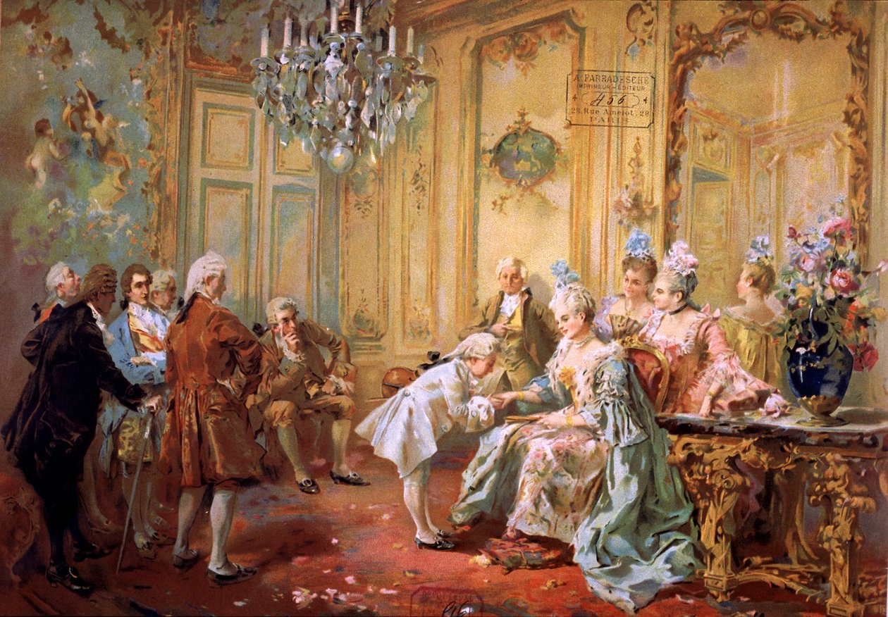Mozart en Mme de Pompadour, ca. 1900 door Vicente de (after) Paredes