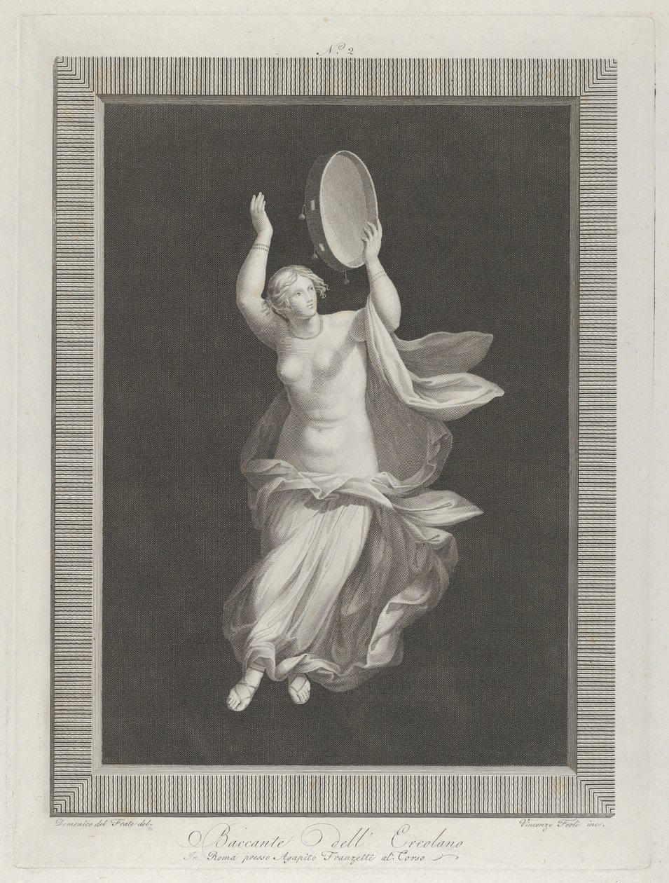 Een deels naakte bacchante die een tamboerijn bespeelt, ca. 1795-1820 door Vicenzo Feoli