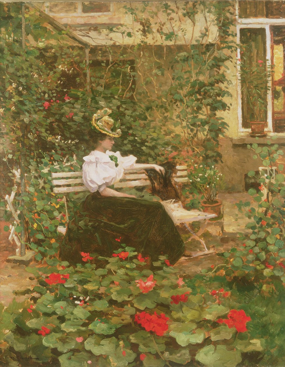 Bloemen op het terras door Victor Gilsoul