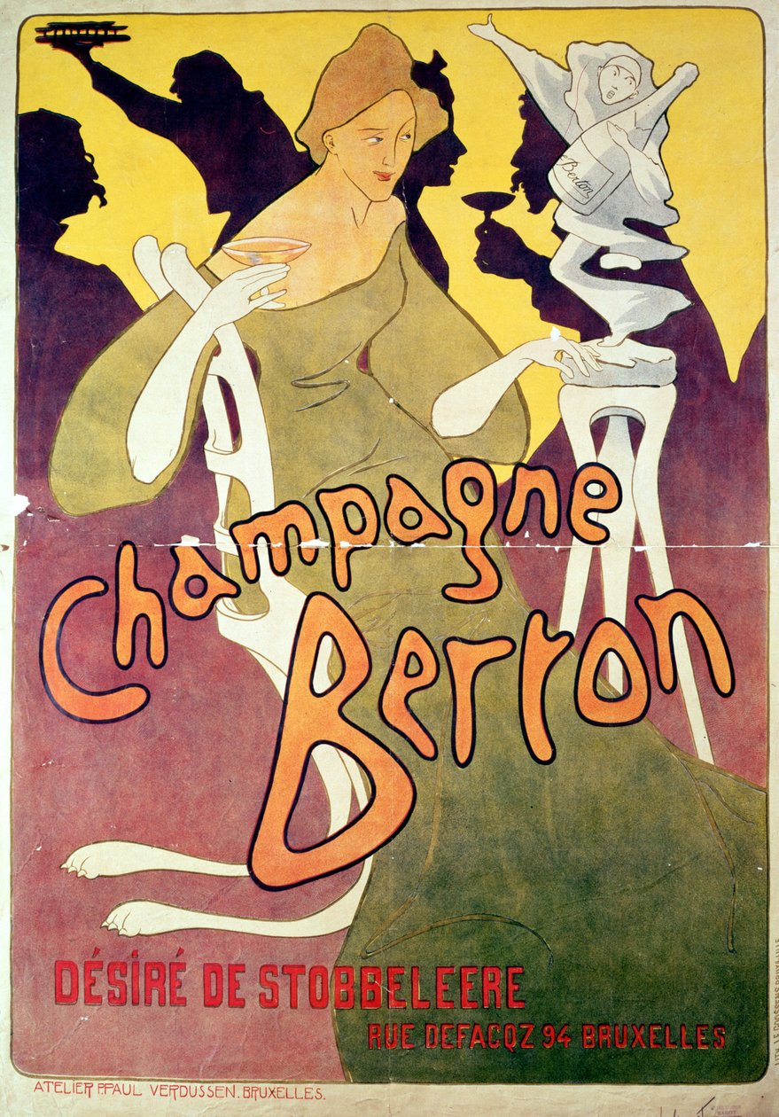 Champagne Berton, gedrukt door Josse Goosens 1876-1929 ca.1900 door Victor Mignot