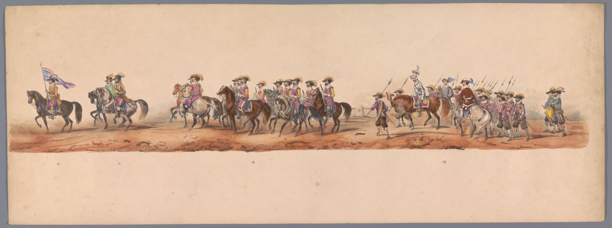 Historische optocht bij het tweede eeuwfeest van de Utrechtse Hogeschool, 1836 (plaat 5) door Victor Adam