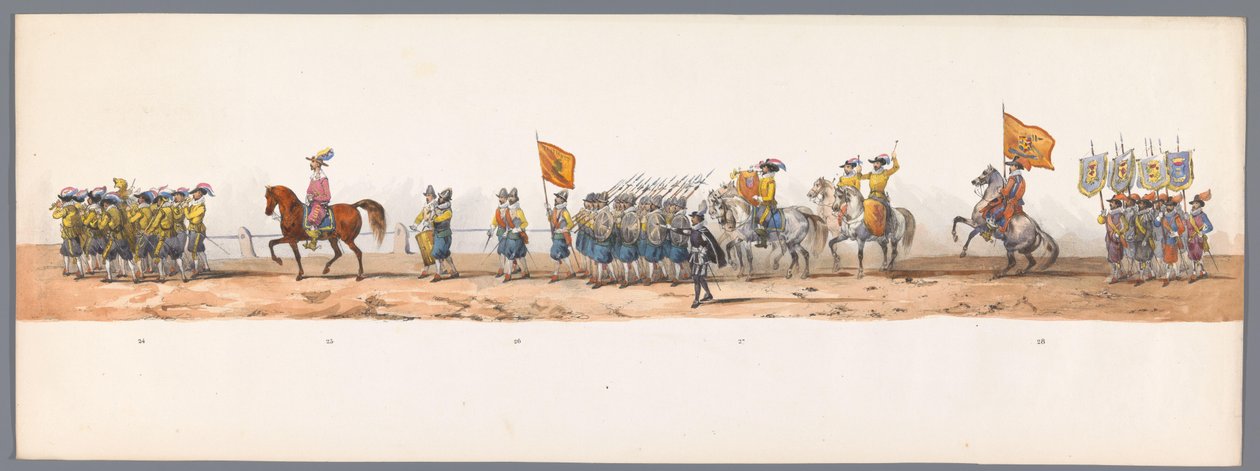 Historische optocht bij het tweede eeuwfeest van de Utrechtse Hogeschool, 1836 (plaat 7) door Victor Adam