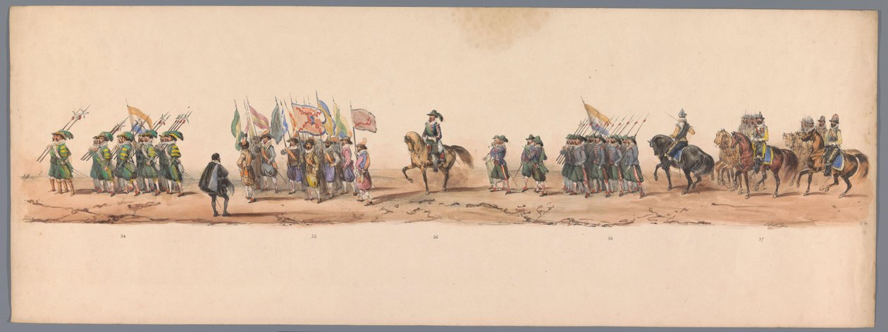 Historische optocht bij het tweede eeuwfeest van de Utrechtse Hogeschool, 1836 (plaat 9) door Victor Adam
