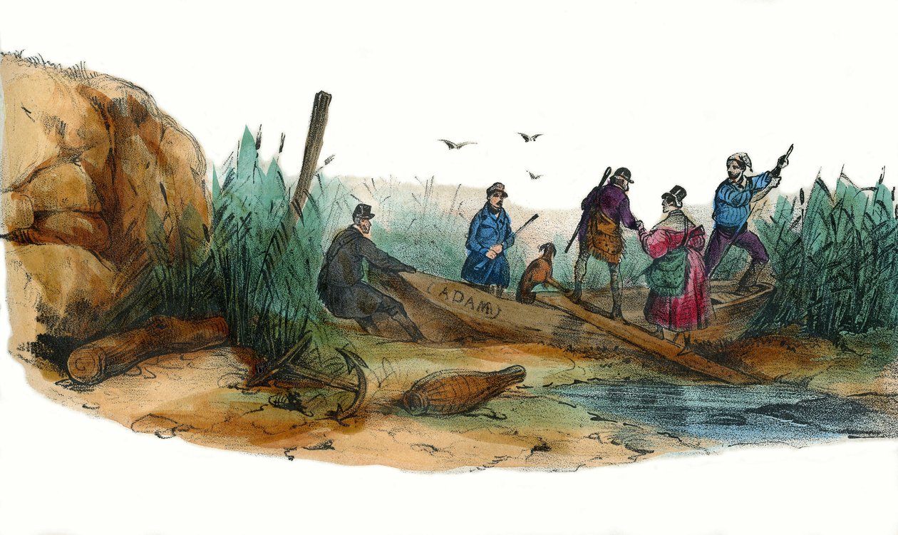 De leeuwin, jachtscène. in “Album Grotesque, Keuzes van Uitstekende Typen”, illustraties door Victor Adam, Parijs, circa 1850. door Victor Adam