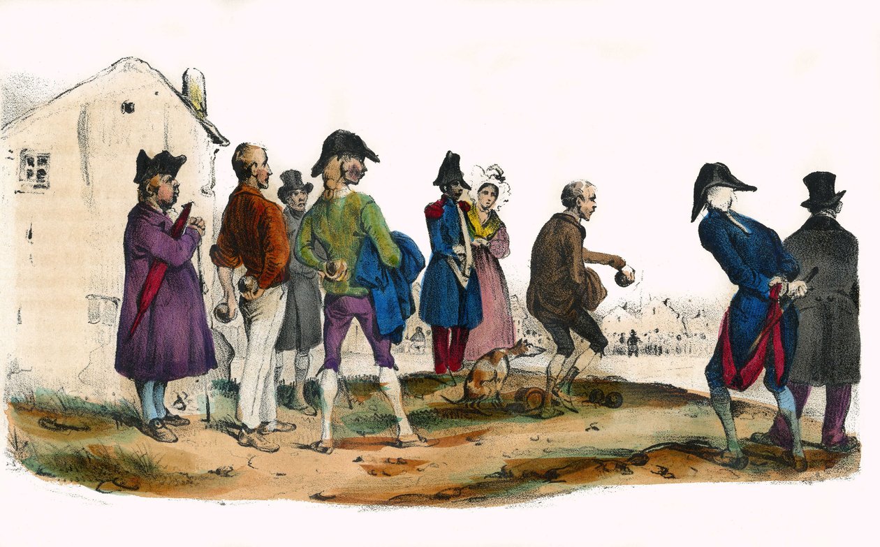 Martin, de honkbalspeler. In “Album Grotesque, Keuzes van Uitstekende Typen”, illustraties door Victor Adam, Parijs, circa 1850. door Victor Adam