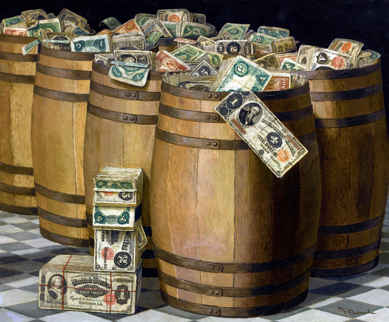 Vaten met geld, ca. 1897 door Victor Dubreuil