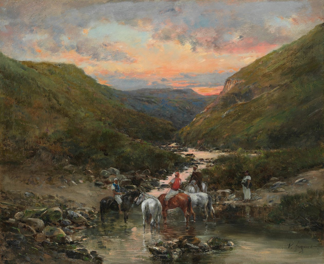 Ravijn bij Biskra, 1890-1900 door Victor Huguet