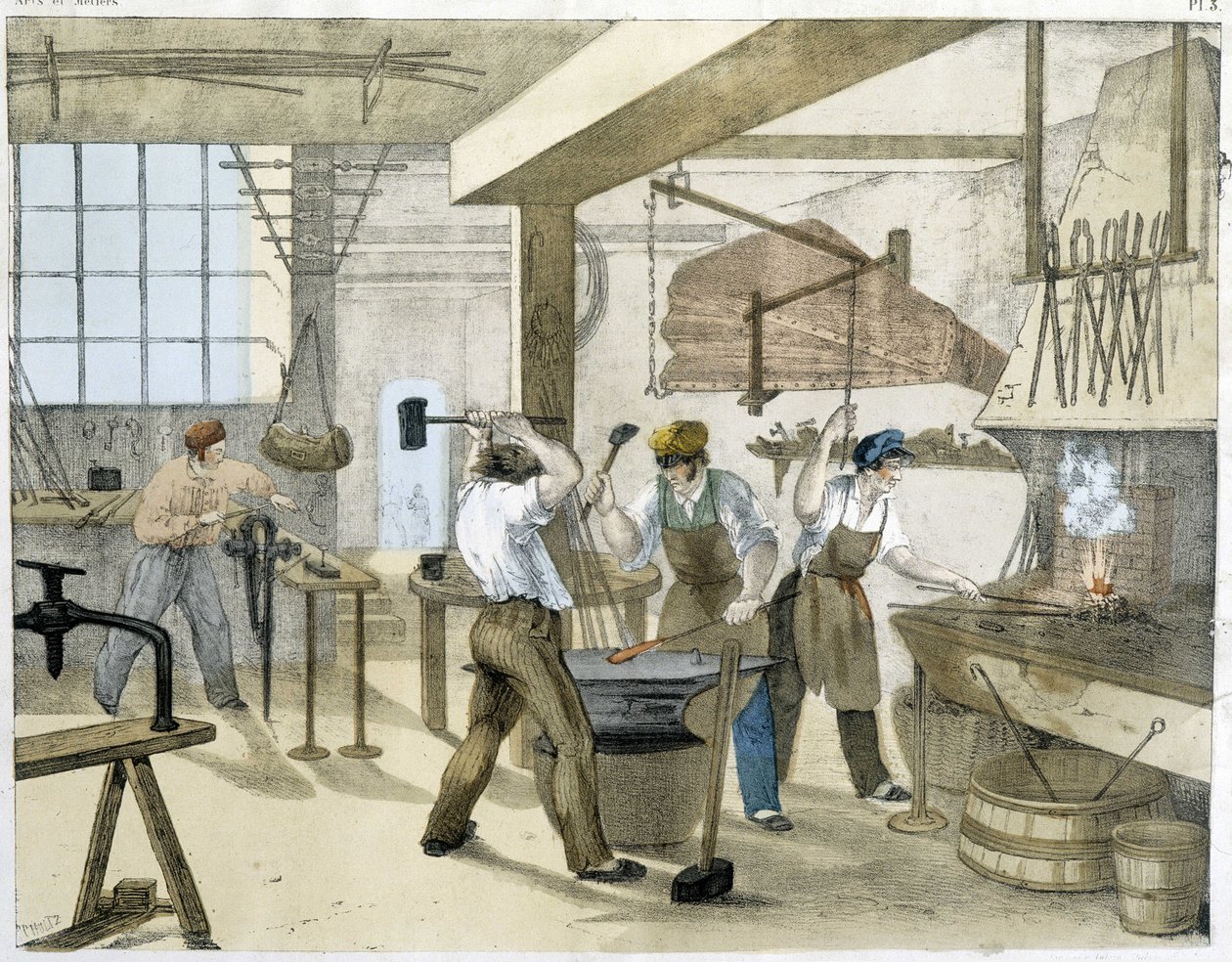 De slotenmaker, litho van Janson. 19e eeuw. door Victor Janson