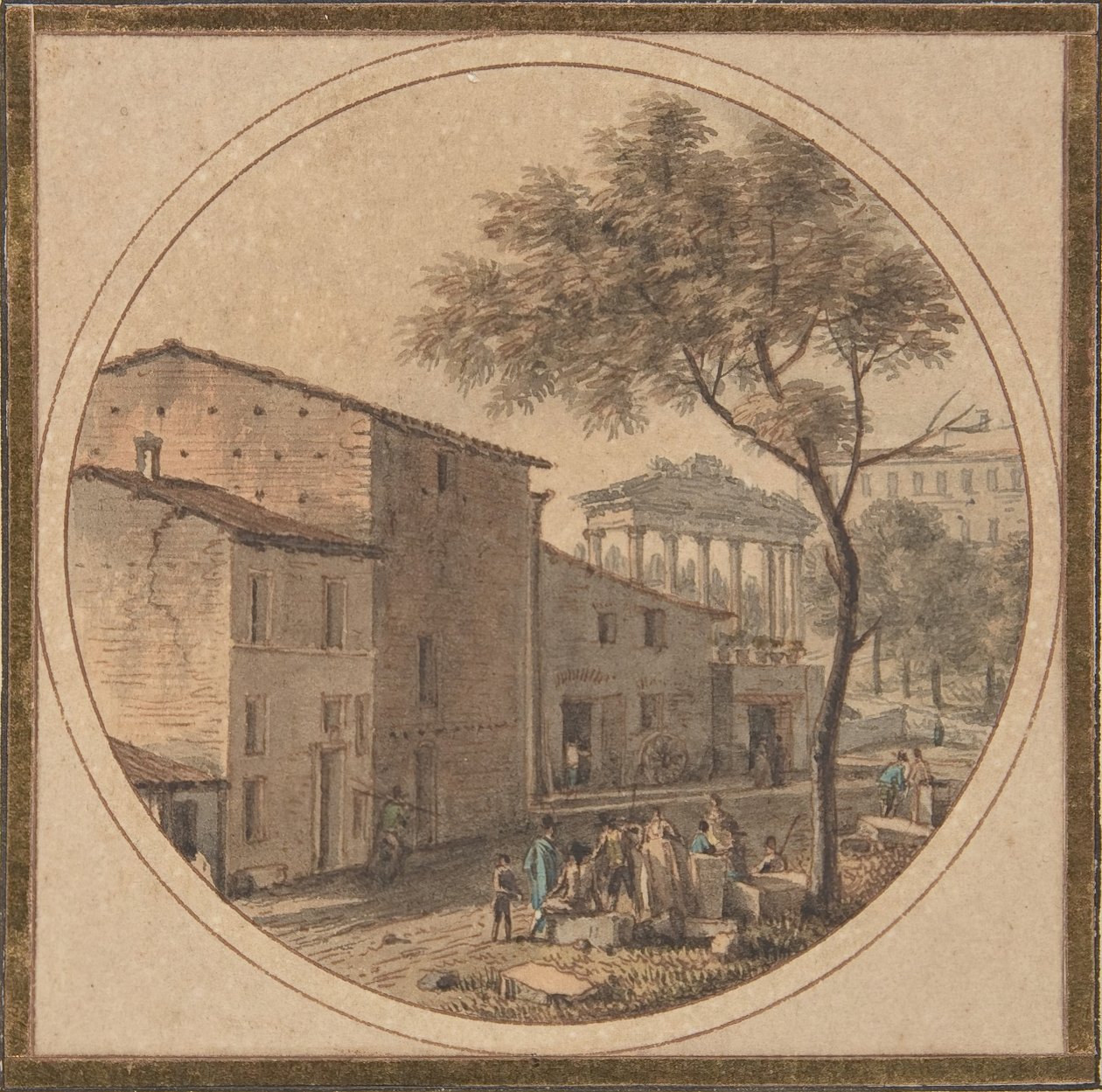 Uitzicht op het Romeinse Forum met de Tempel van Saturnus op de achtergrond, n.d. door Victor Jean Nicolle